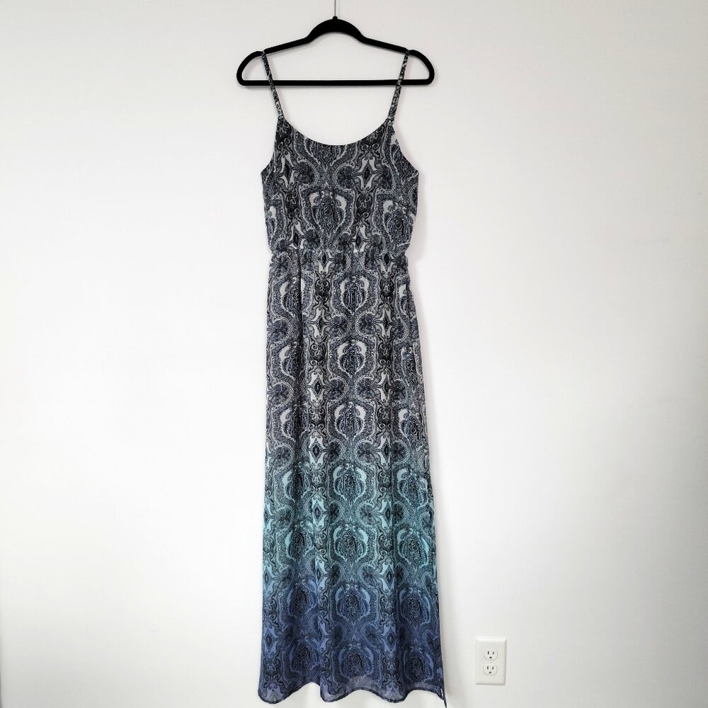 Vintage Y2K Maurice's Paisley Slip Gradient Ombre Boho Maxi Dress Festival